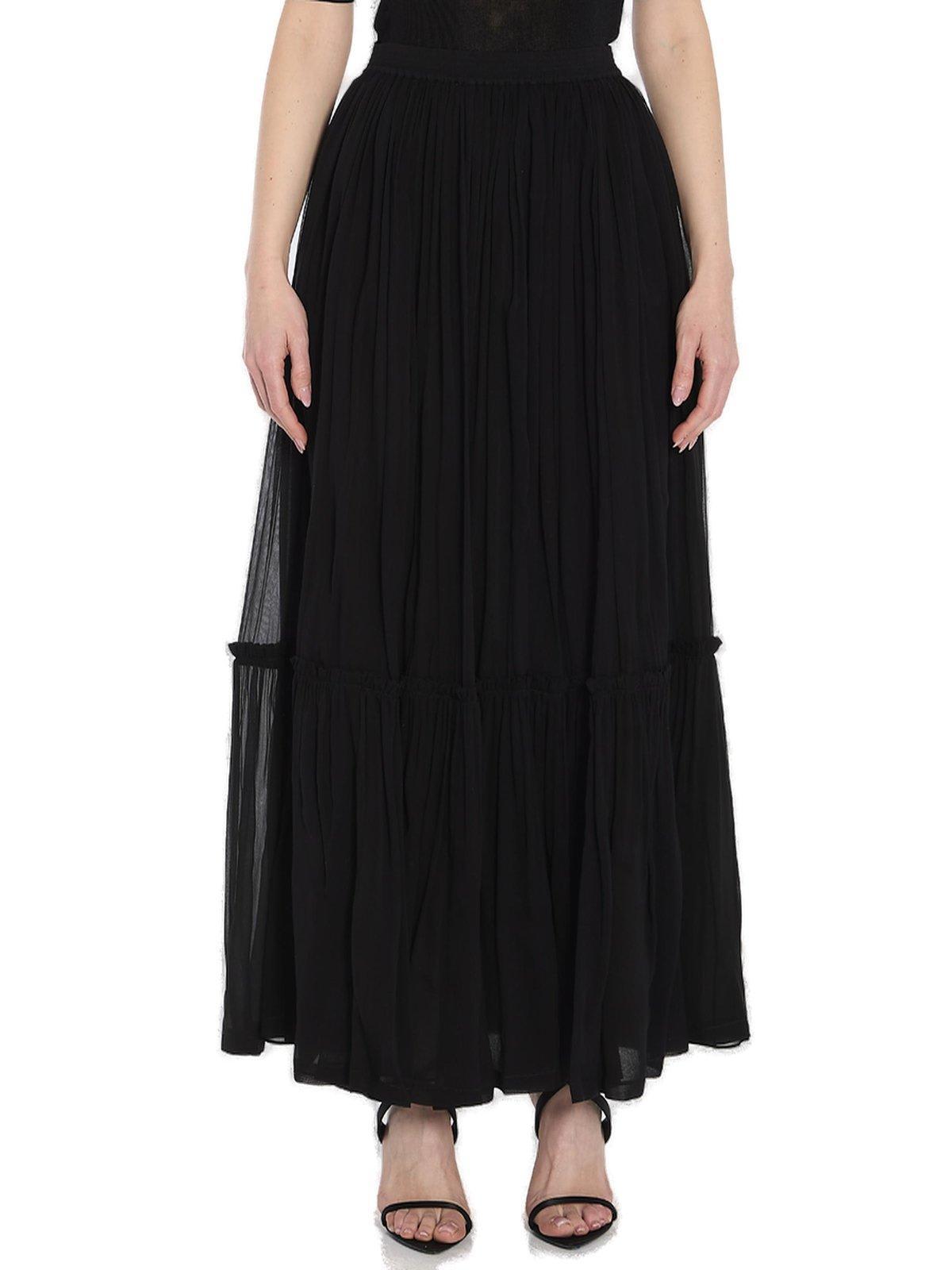 saint laurent ruffled high waist long skirt