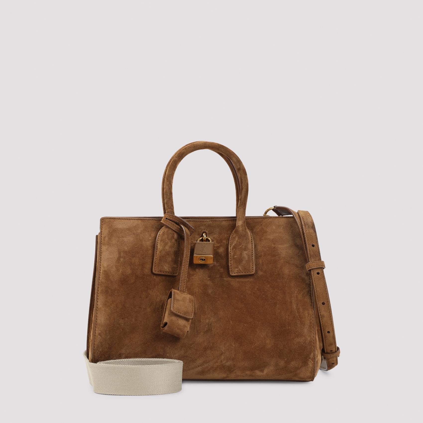 saint laurent sac de jour handbag brown suede calf leather bag - women