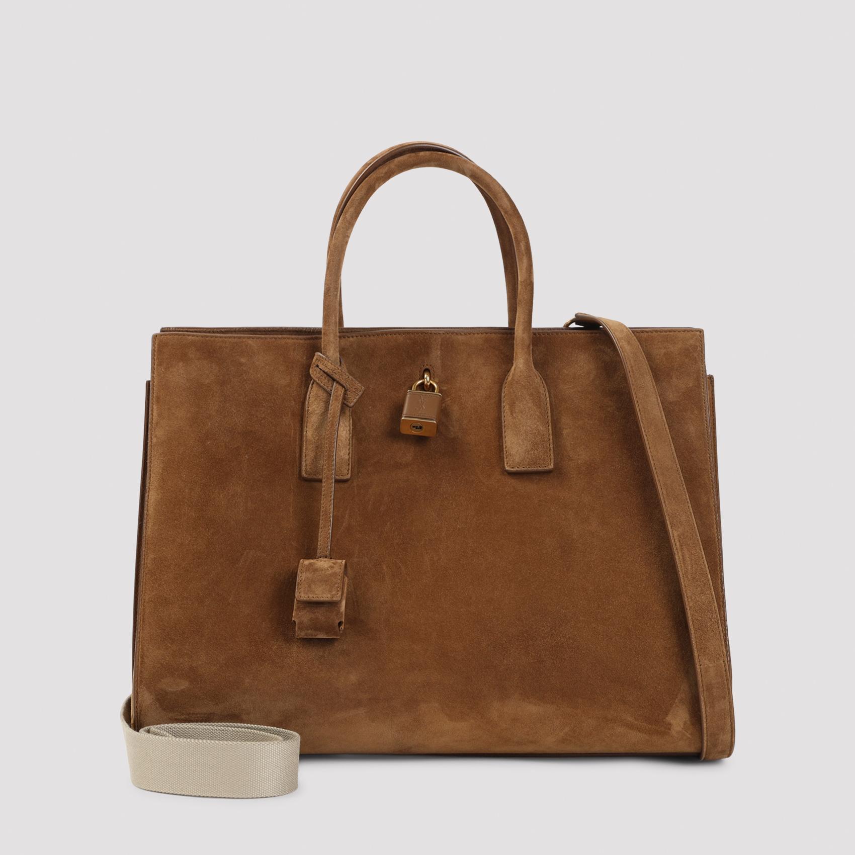 saint laurent sac de jour handbag brown suede leather bag - women