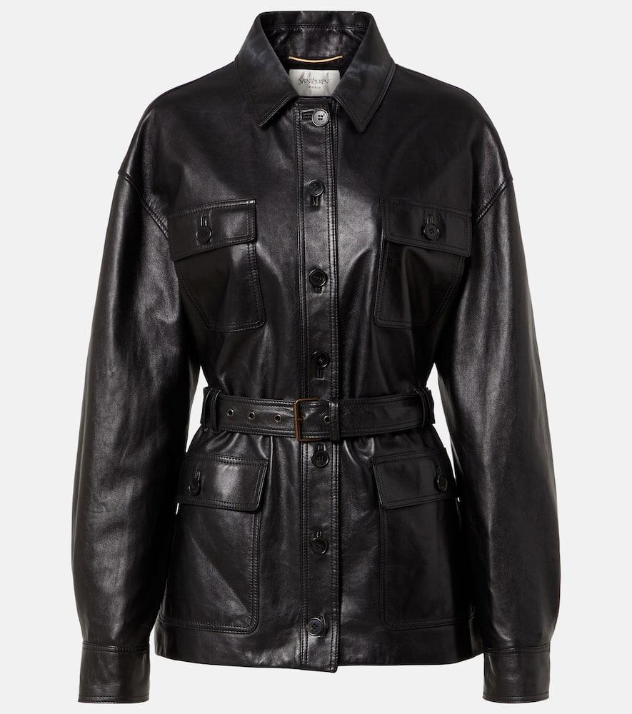 saint laurent saharienne belted leather jacket