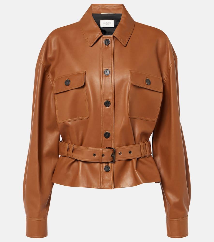 saint laurent saharienne cropped leather jacket