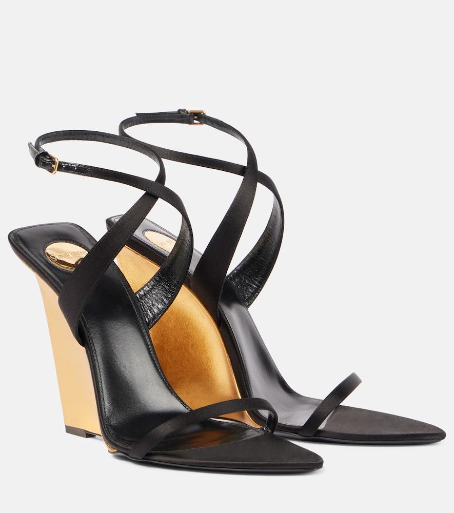 saint laurent salomé 110 crêpe satin wedge sandals