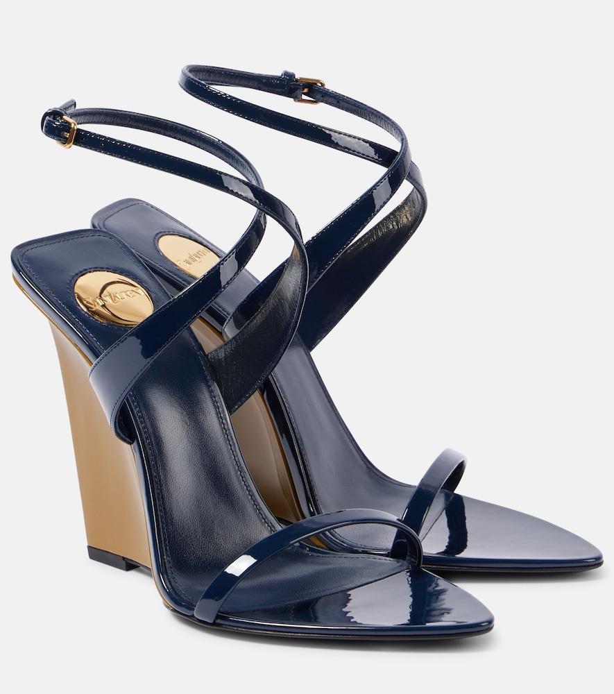saint laurent salomé 110 patent leather wedge sandals