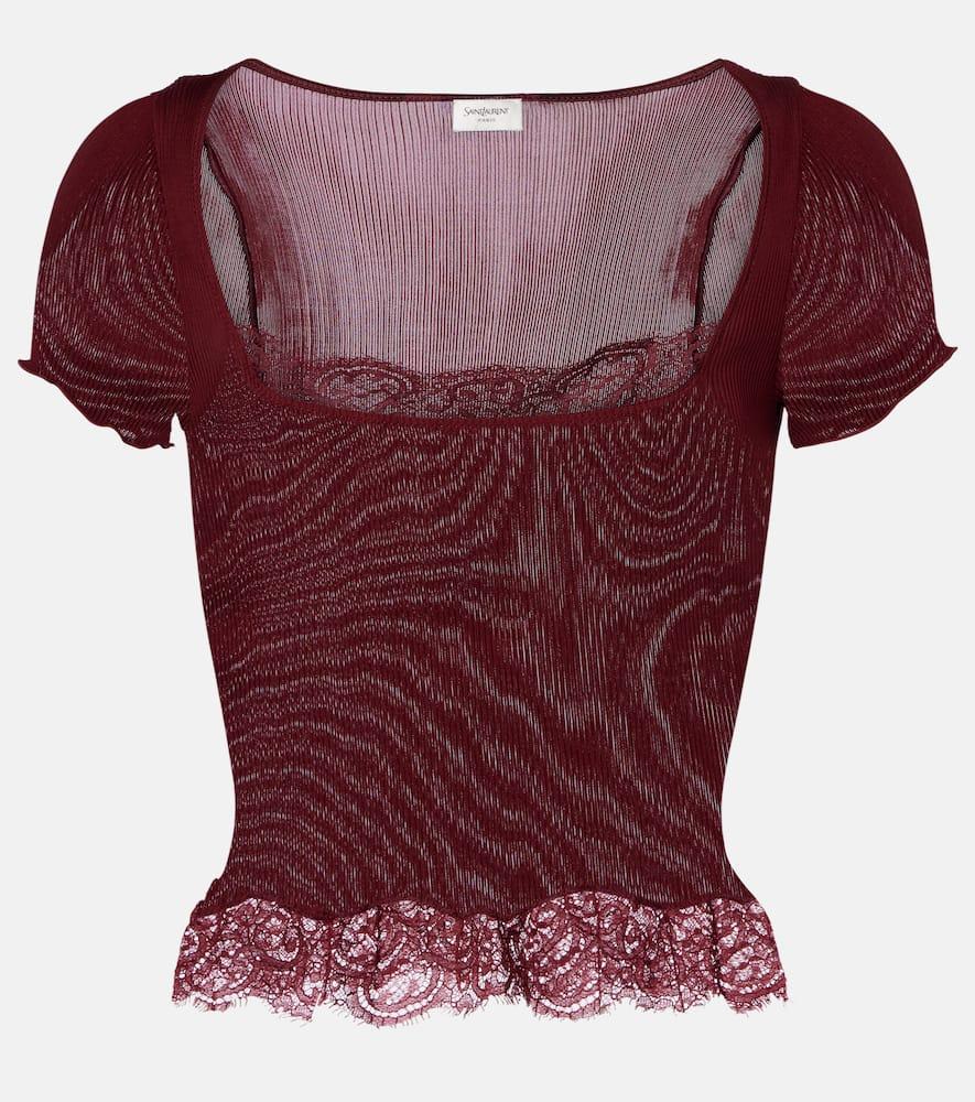 saint laurent scalloped silk satin top