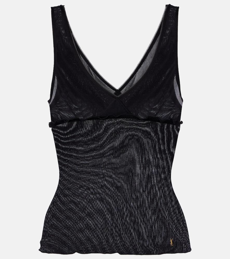 saint laurent scalloped silk satin top