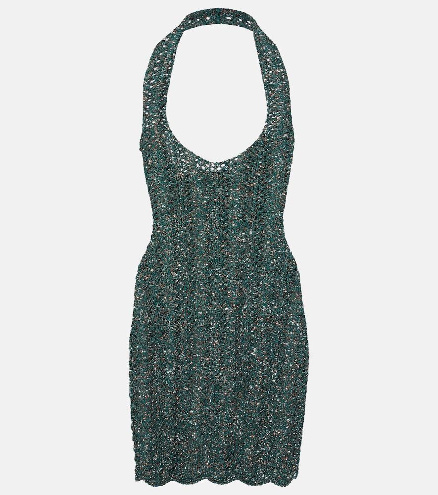 saint laurent sequined mesh minidress