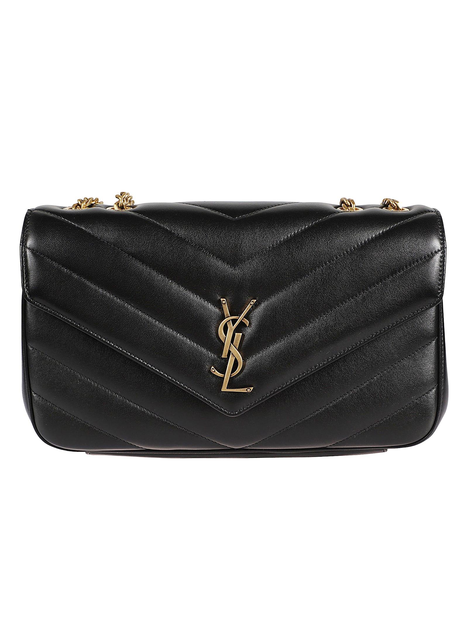saint laurent shoulder bag with brass metal logo