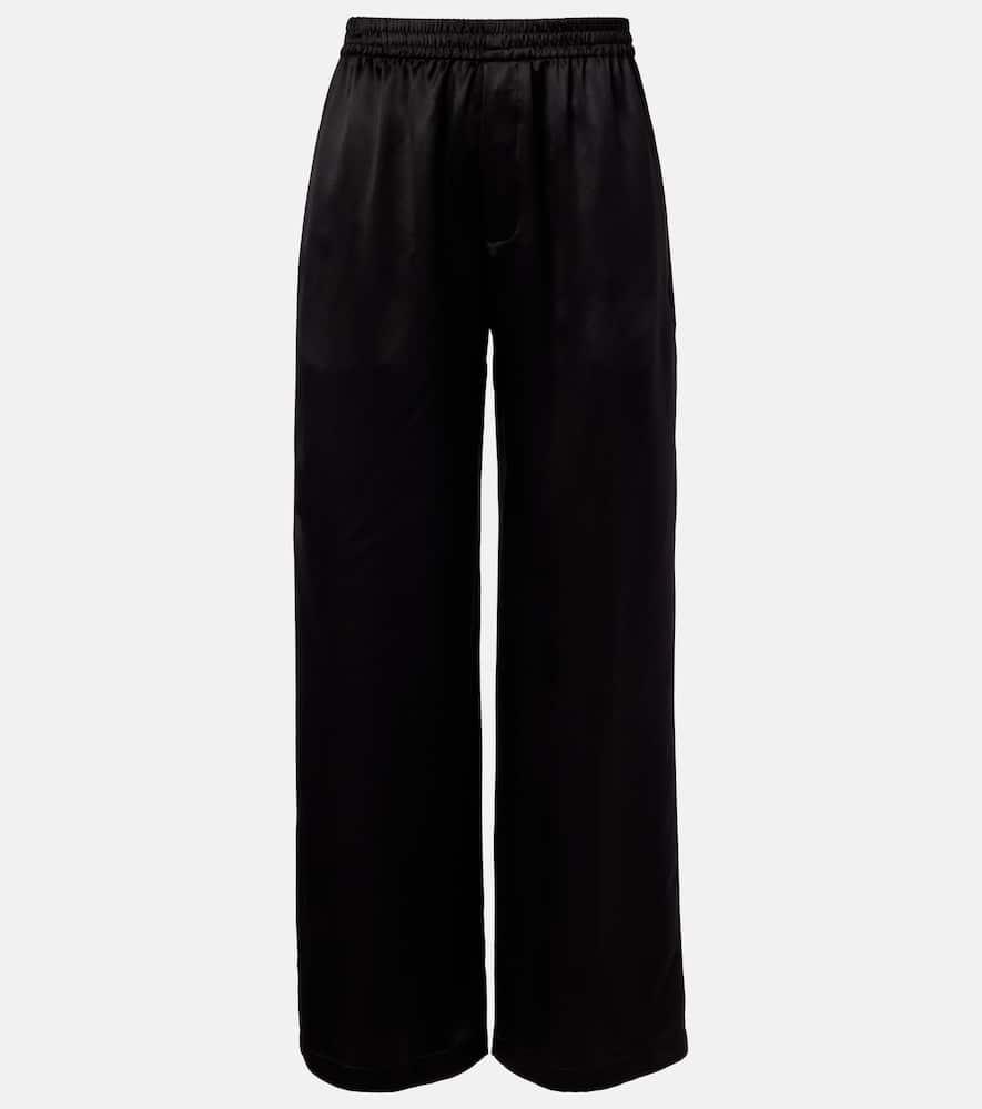 saint laurent silk satin straight pants