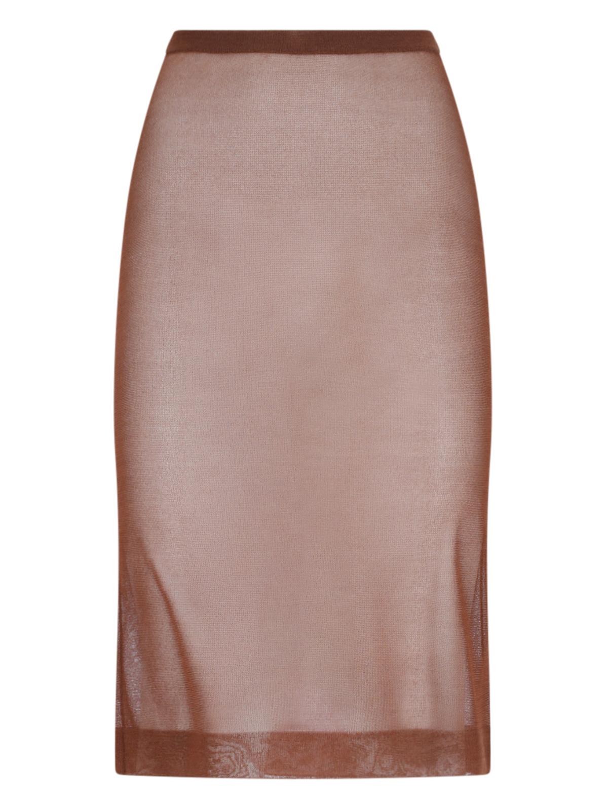 saint laurent skirts brown fabric 1: silk - women