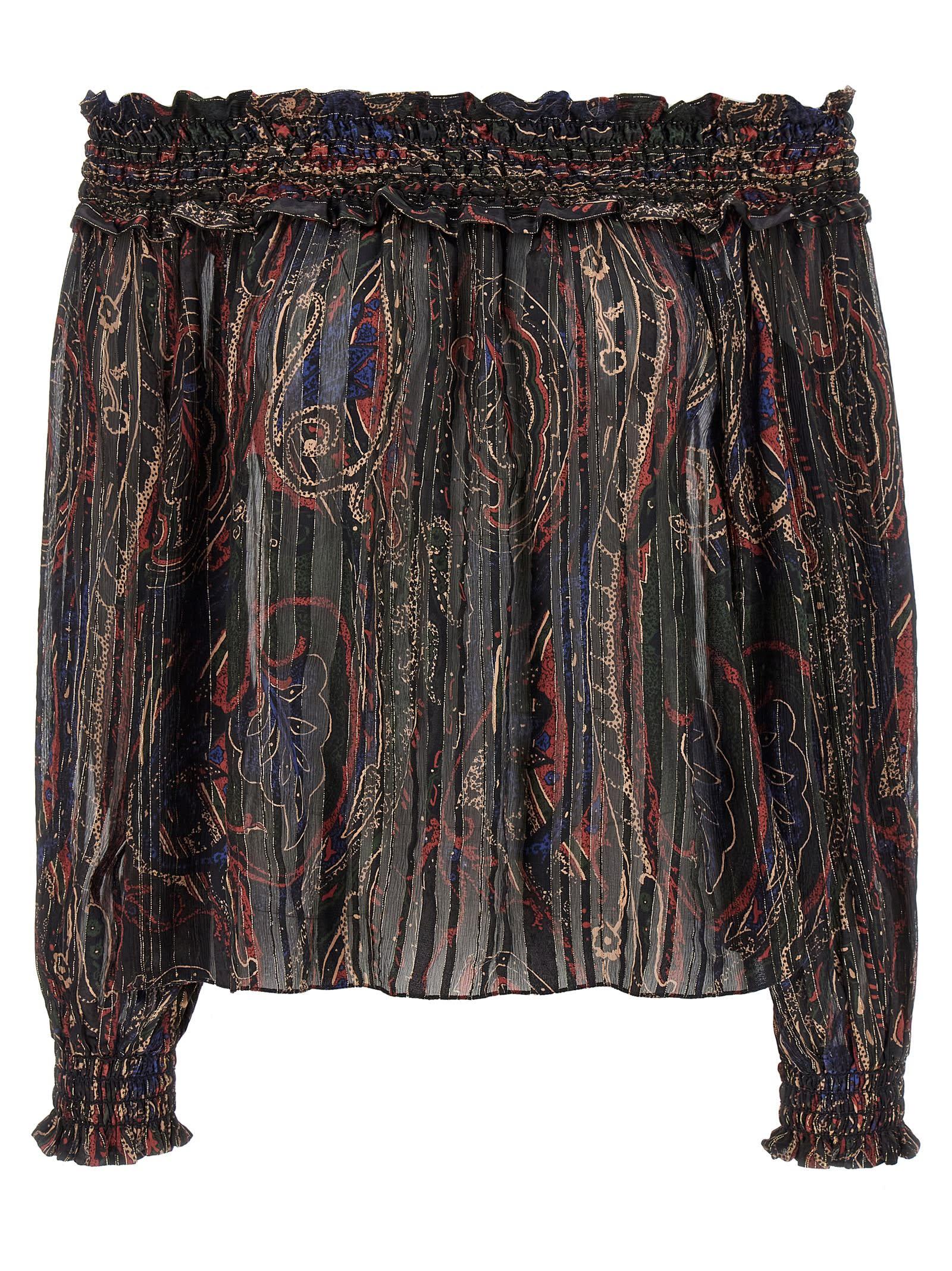 saint laurent smock stitch blouse