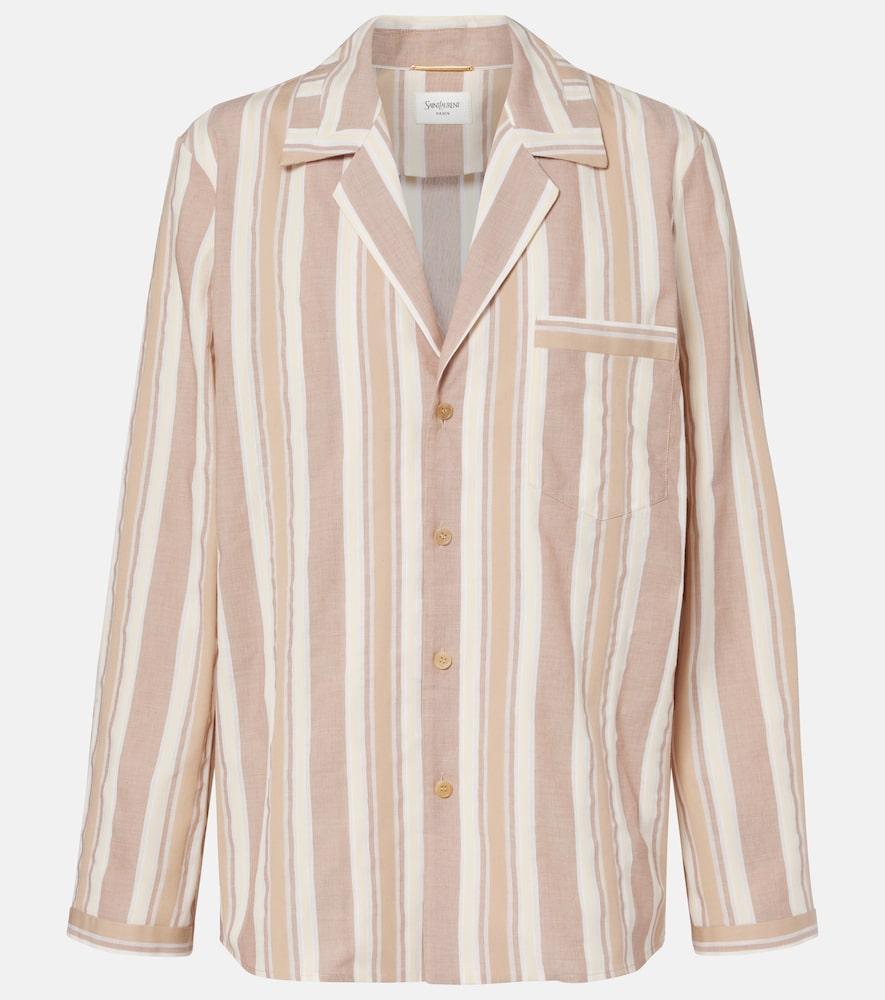 saint laurent striped cotton pajama shirt