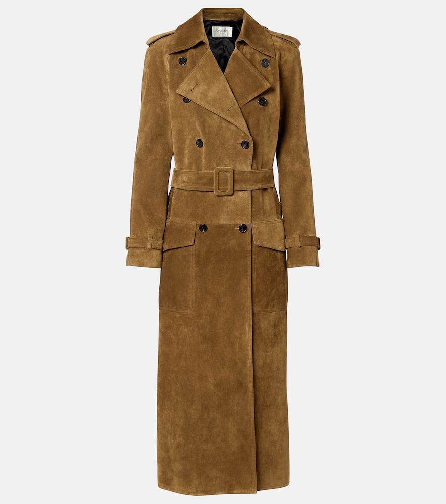 saint laurent suede trench coat