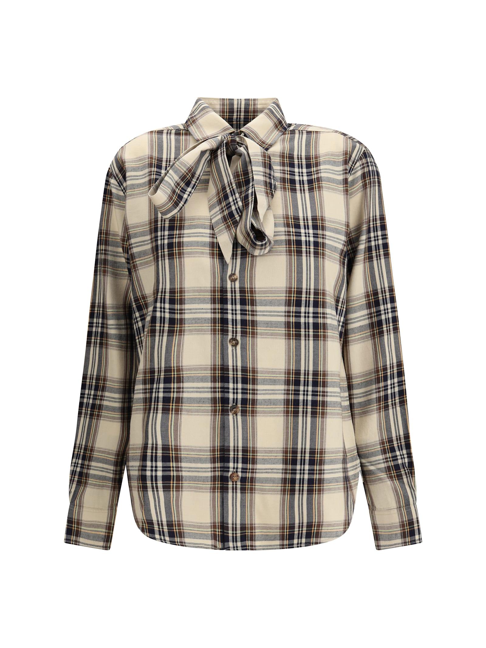 saint laurent tartan lavallière shirt