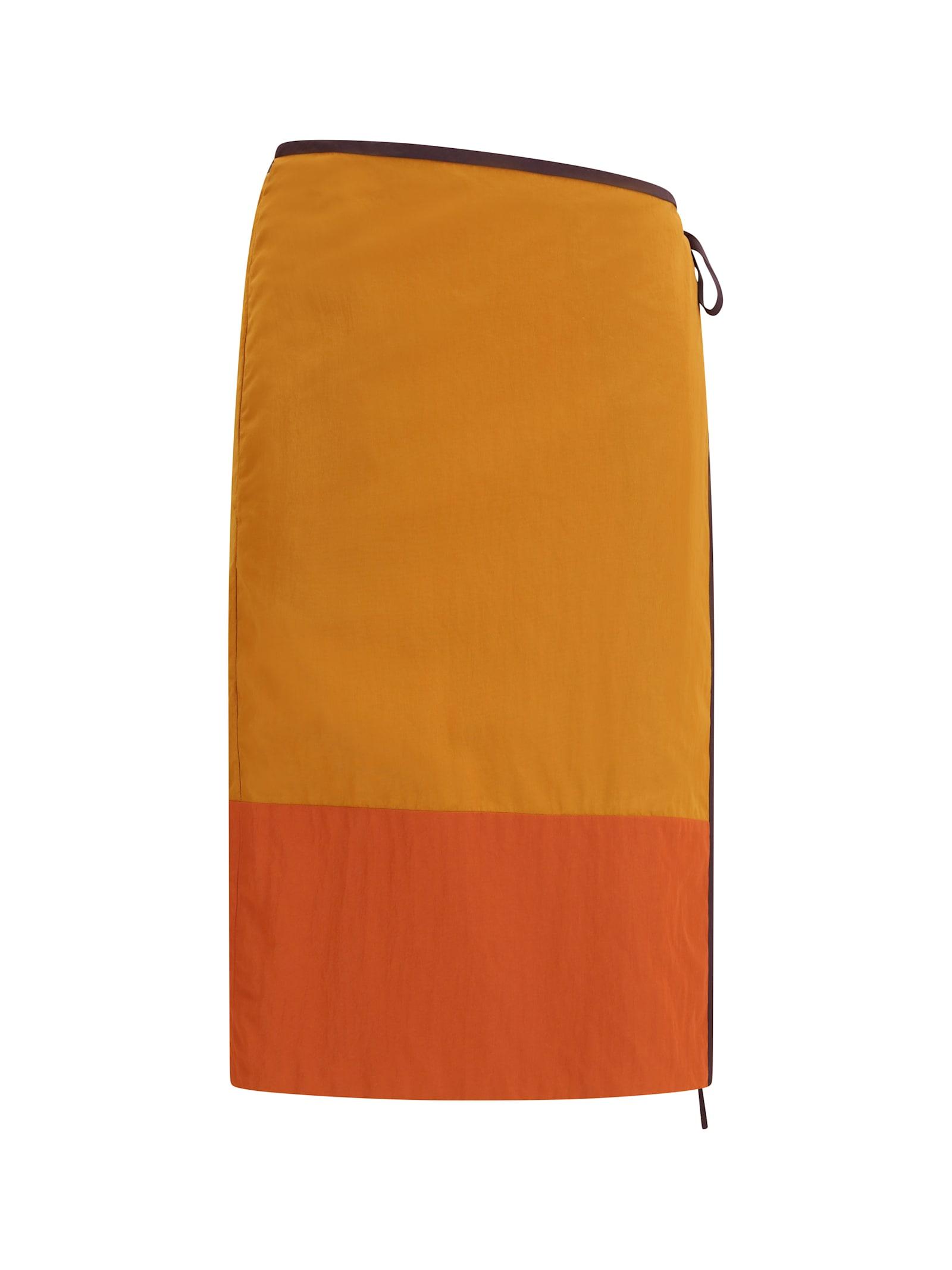 saint laurent tie-detail colour-block skirt