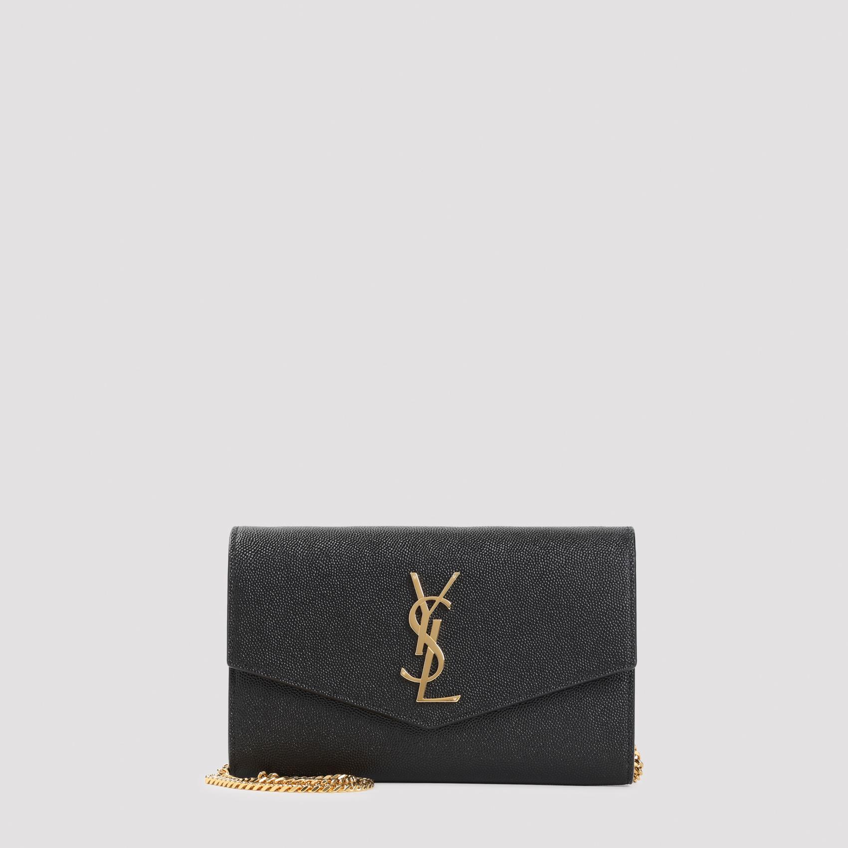 saint laurent uptown chain wallet black calf leather smallleathergoods - women