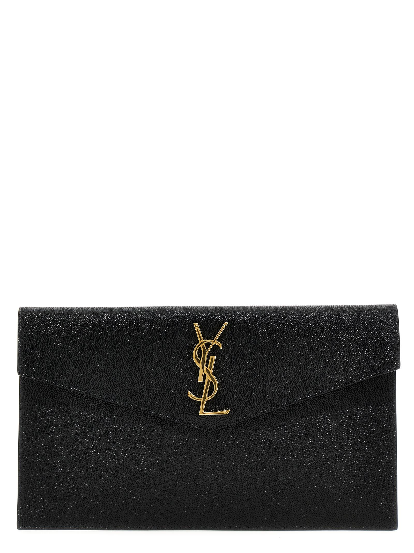 saint laurent uptown clutch black - women