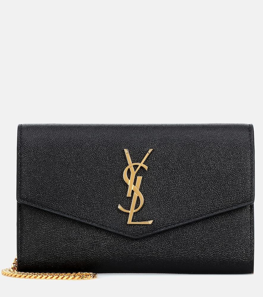 saint laurent uptown leather wallet on chain