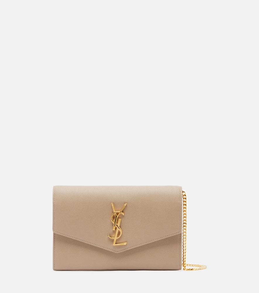 saint laurent uptown leather wallet on chain
