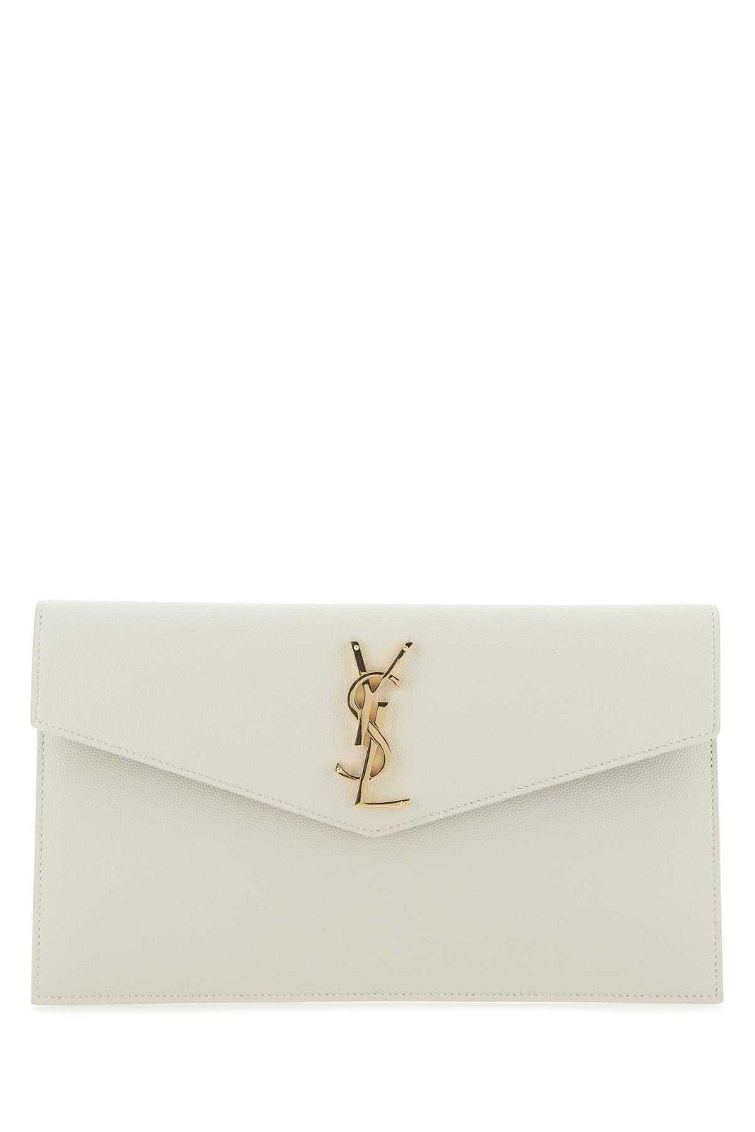 saint laurent uptown logo plaque clutch bag