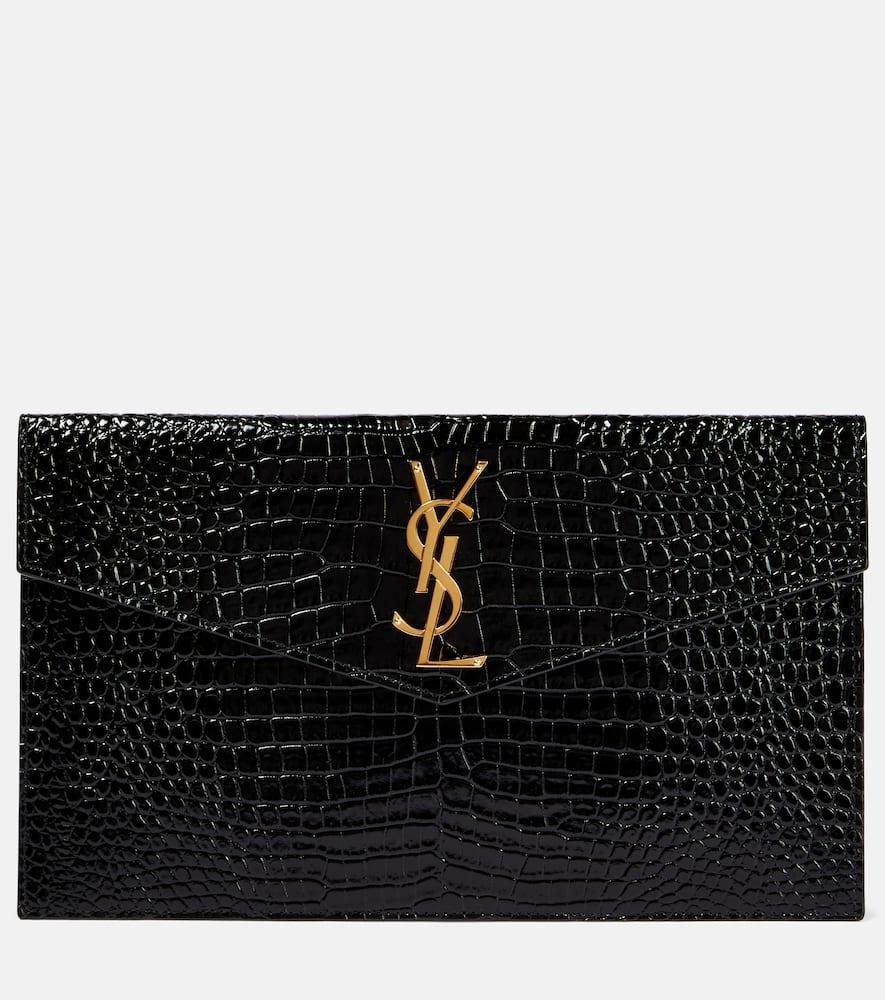 saint laurent uptown patent leather clutch