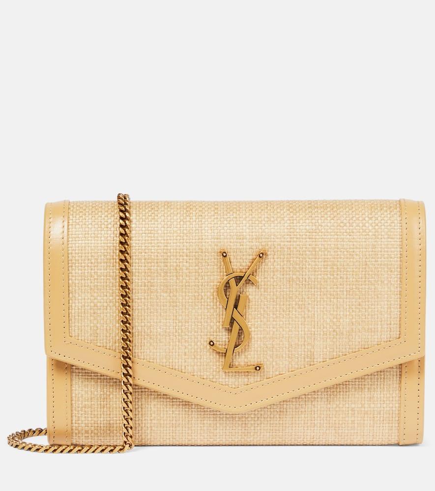 saint laurent uptown raffia wallet on chain