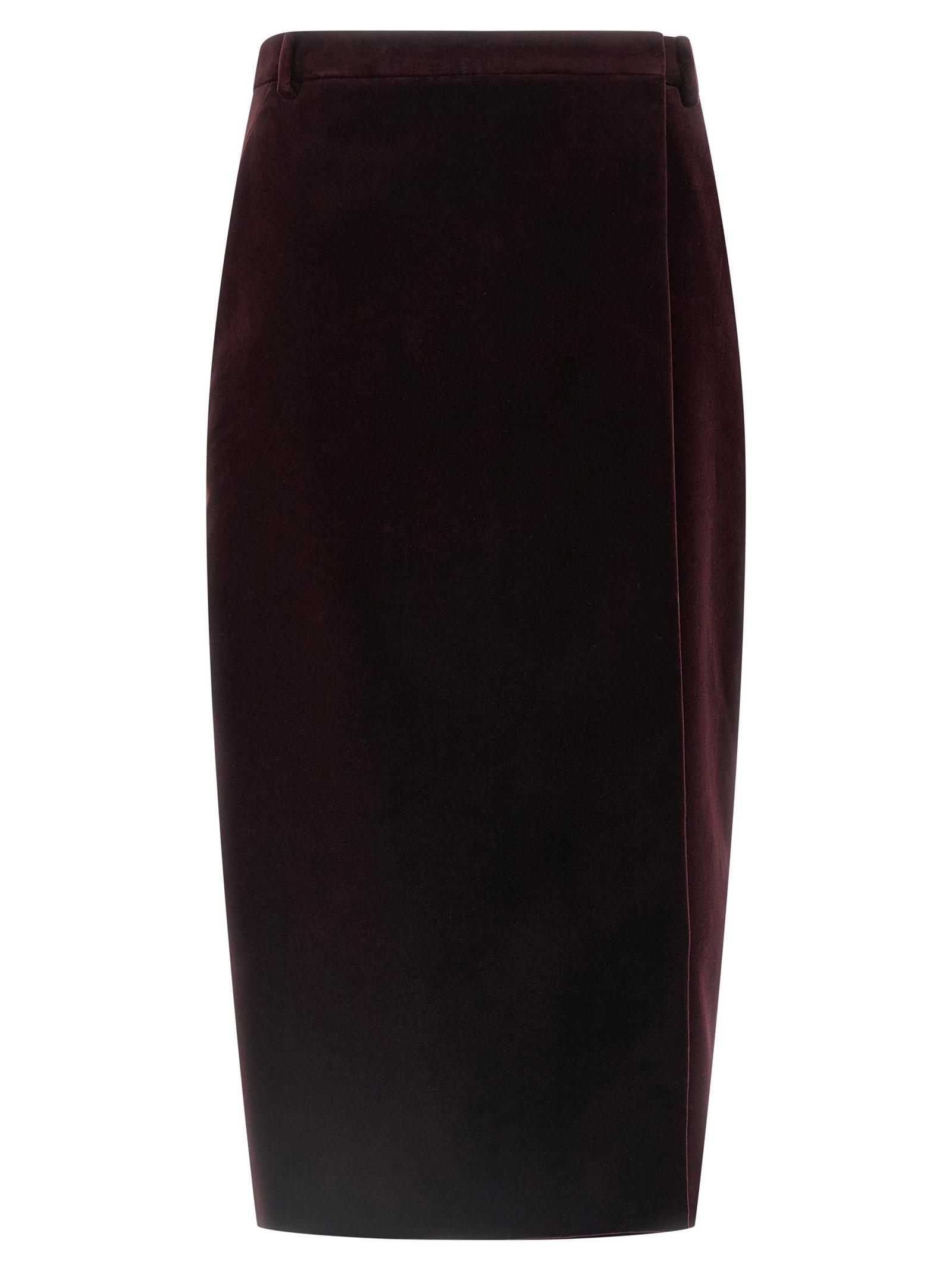 saint laurent velvet skirt bordeaux cotton - women