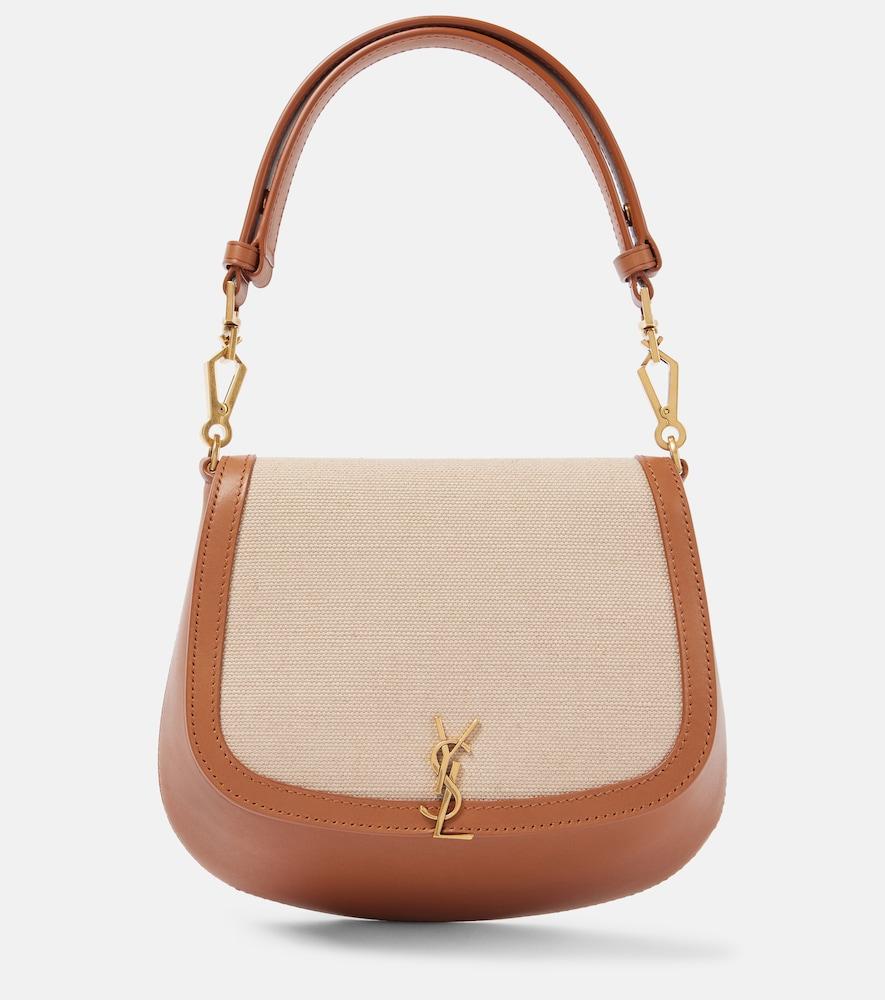 saint laurent voltaire leather and canvas shoulder bag
