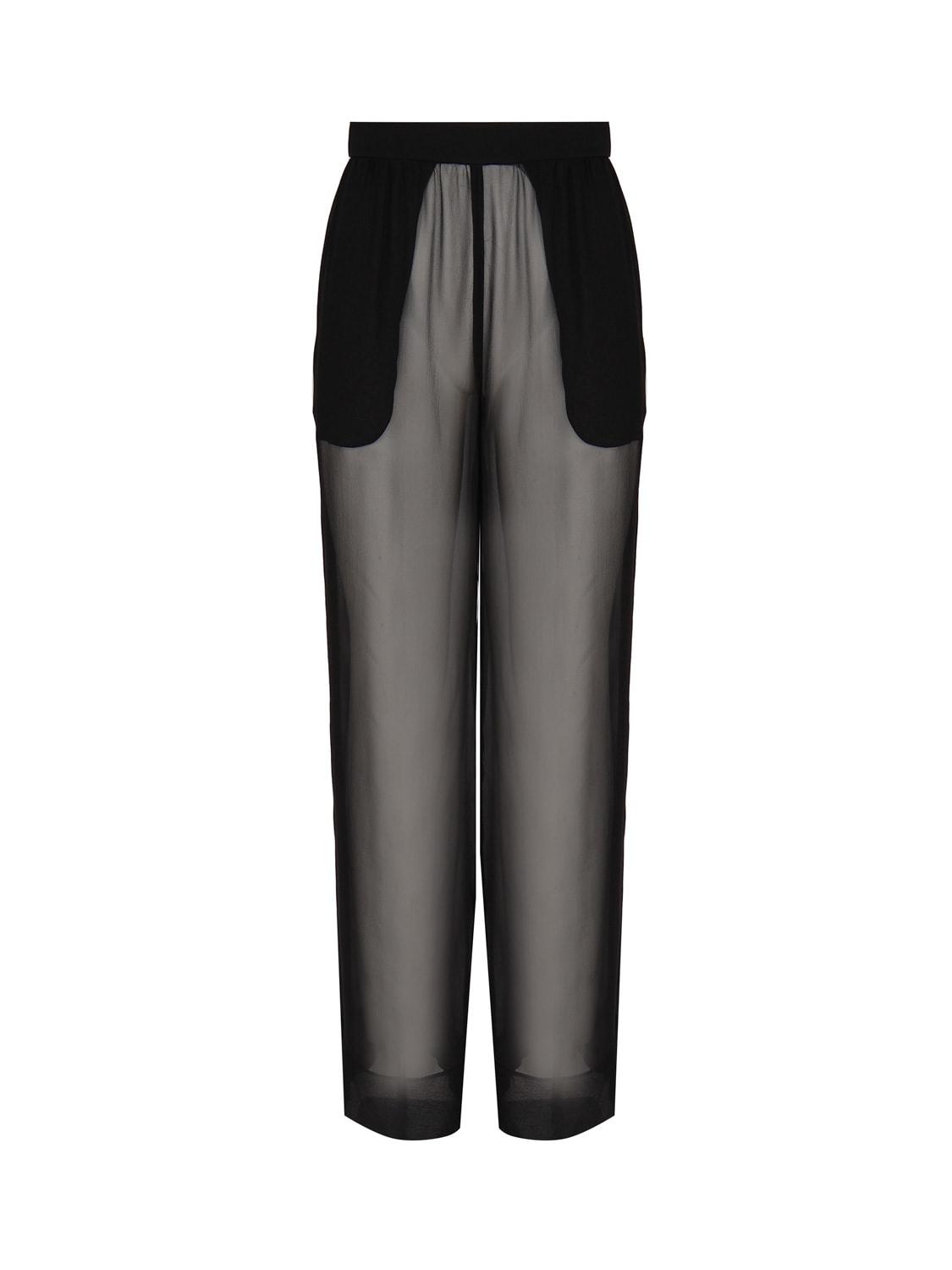 saint laurent wide trousers in crepe muslin