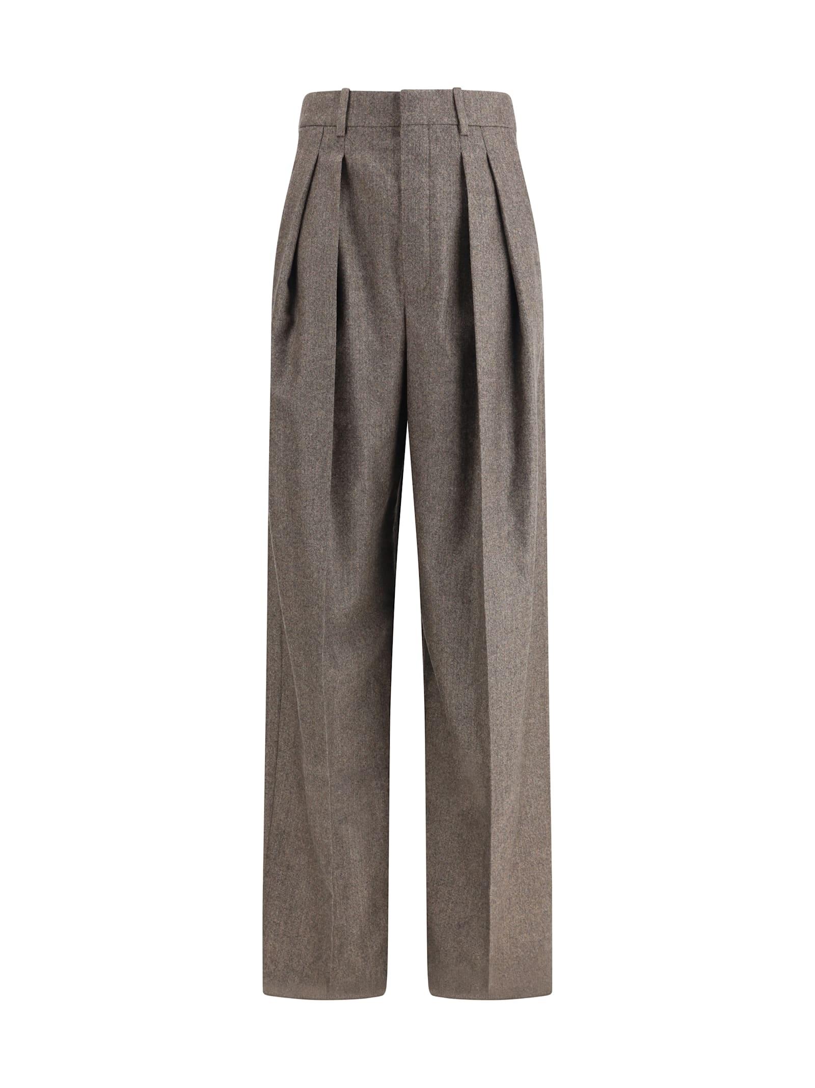 saint laurent wool herringbone pattern wide leg pants