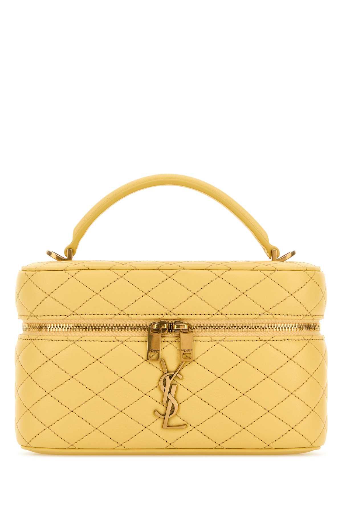 saint laurent yellow nappa leather vanity gaby handbag
