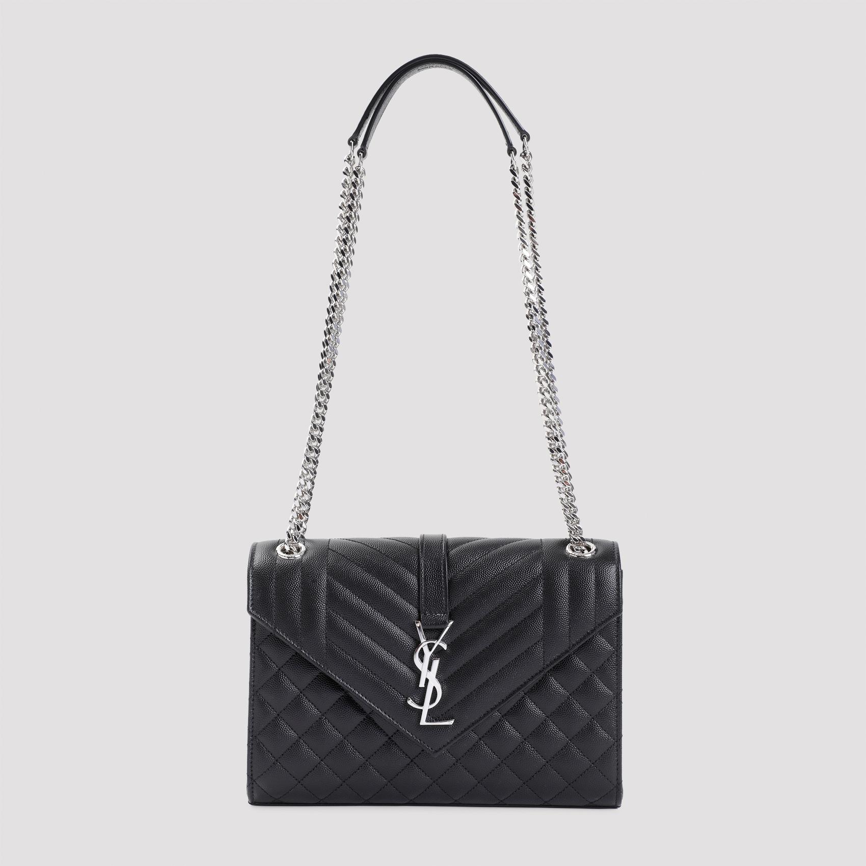 saint laurent ysl envel bag black grained leather - women