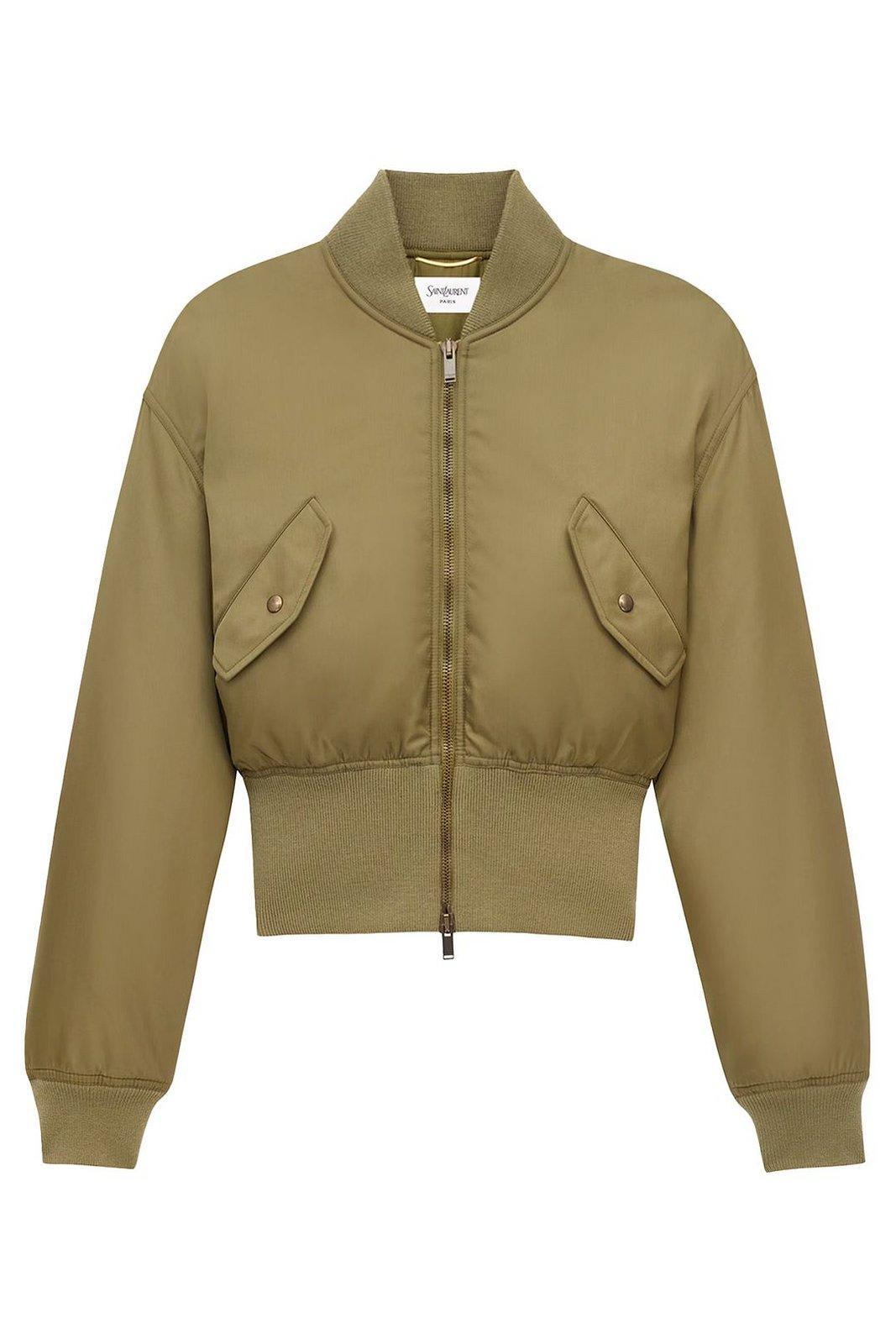 saint laurent zip-up padded bomber jacket