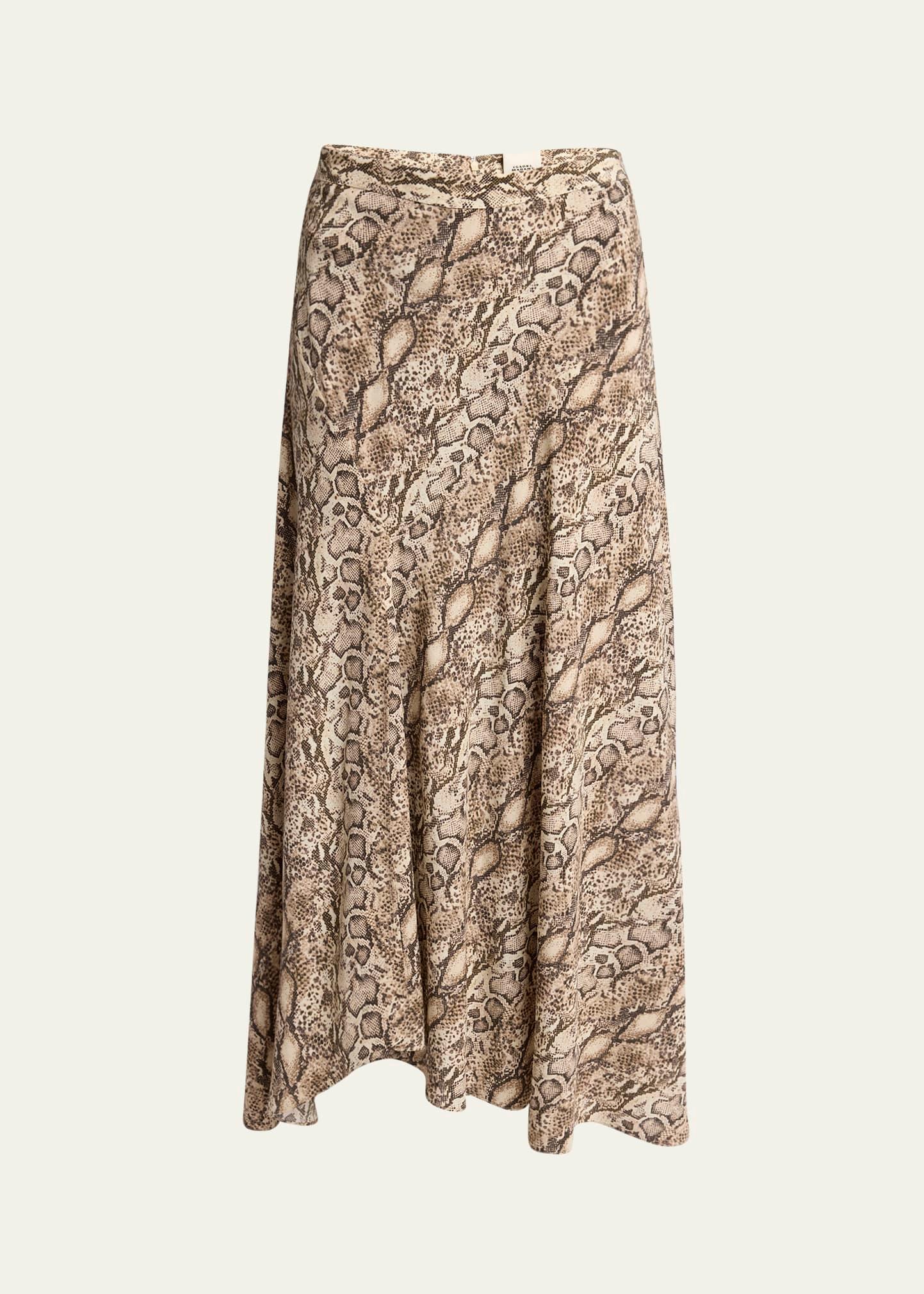 sakura snakeskin-print a-line maxi skirt