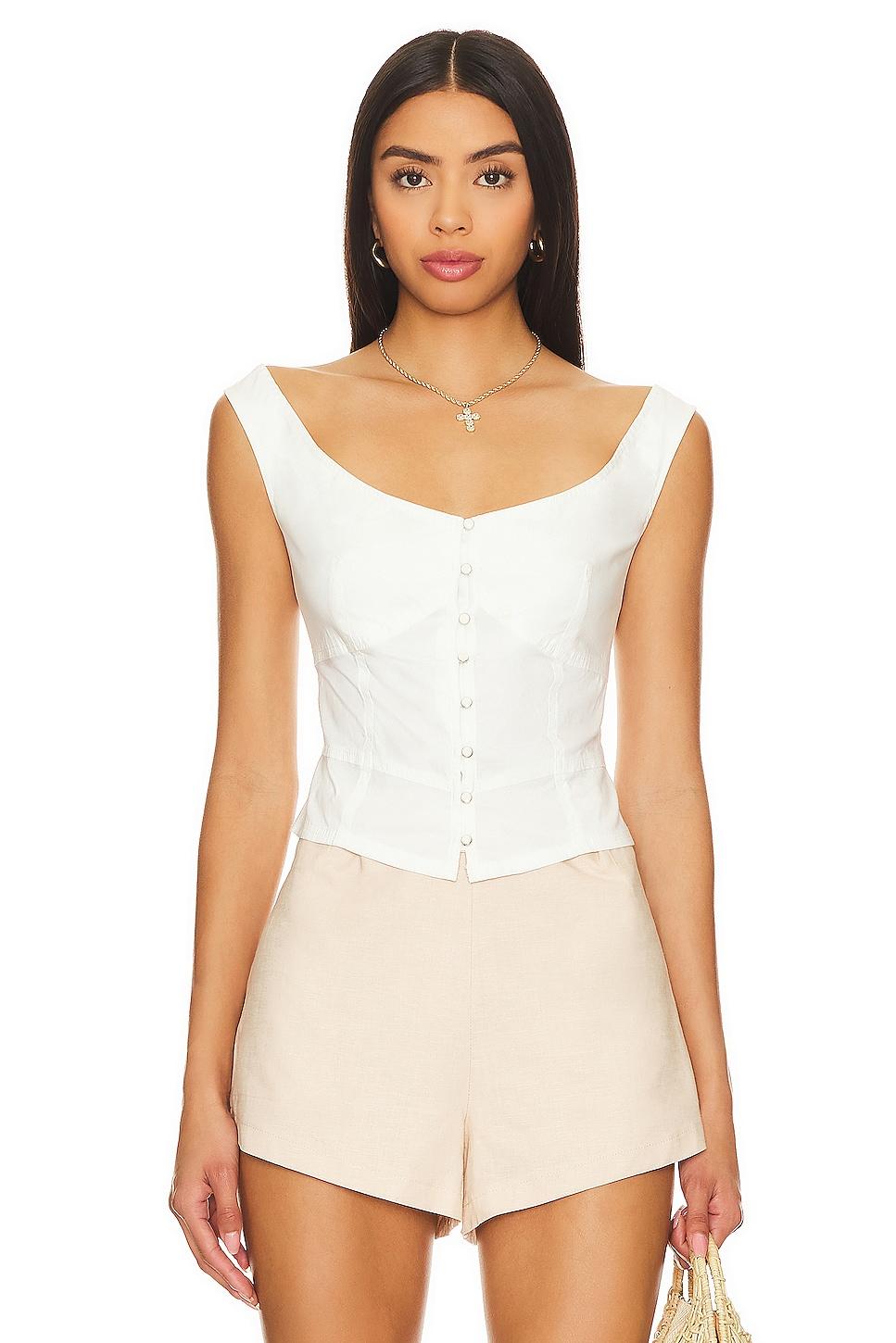 sally solid corset top in bright white