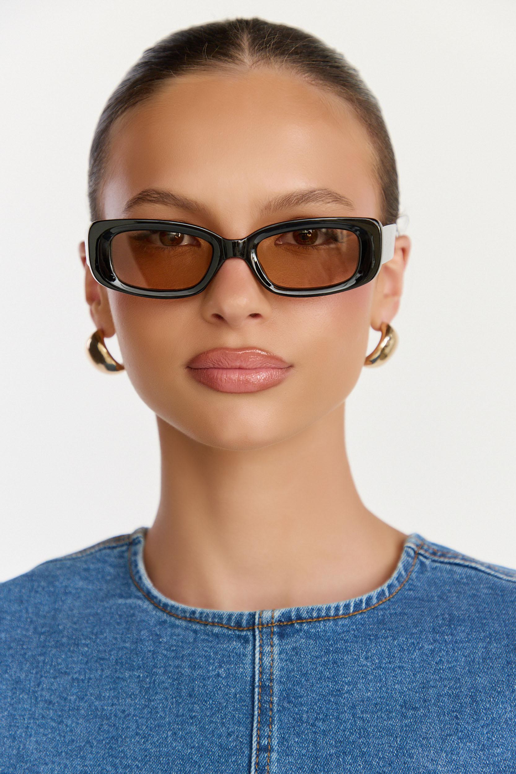 sally sunglasses - rectangle sunglasses in black