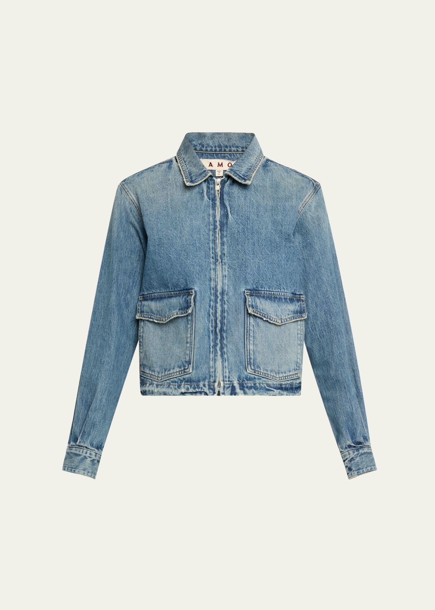sally zip-front denim jacket