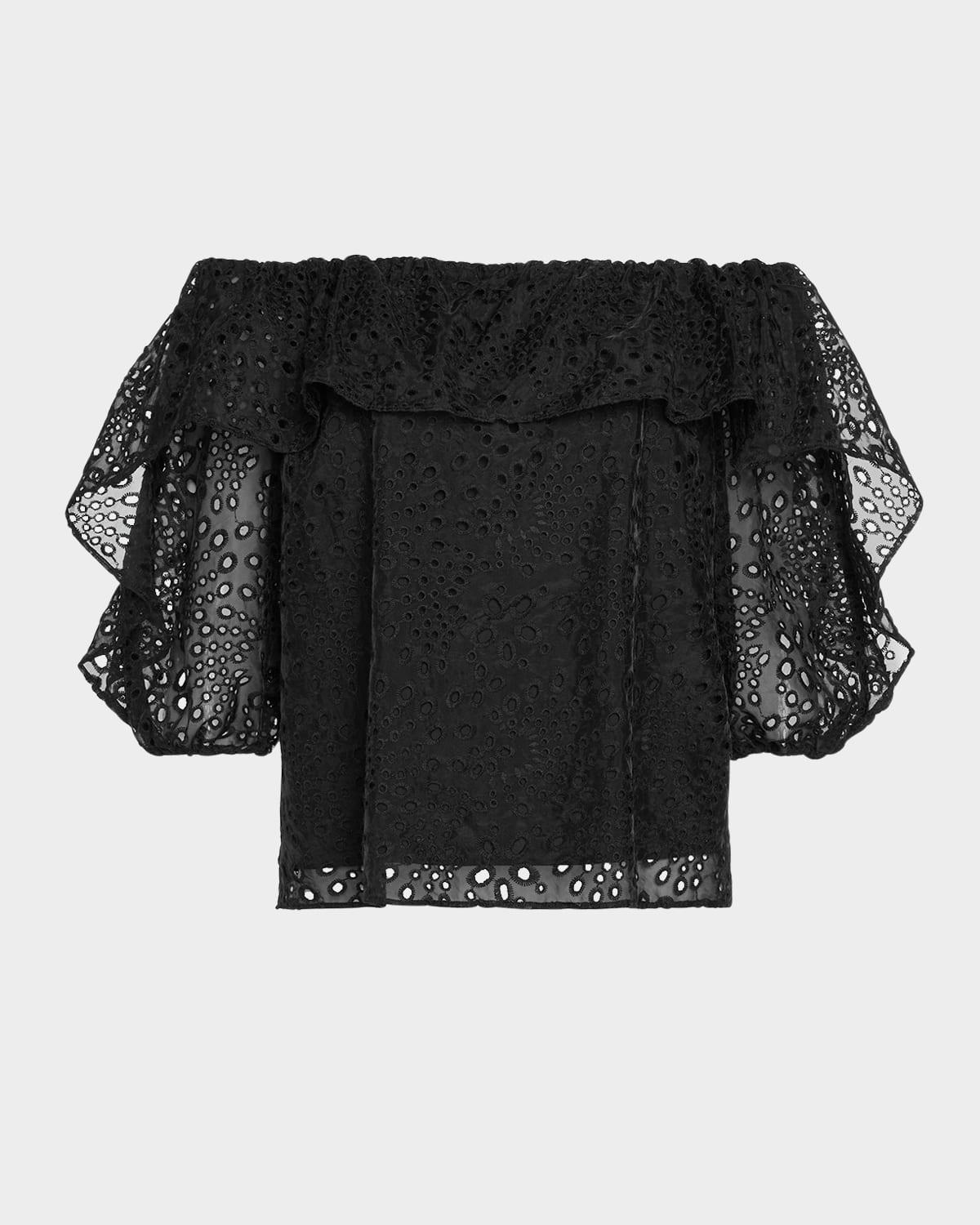 salma embroidered off-shoulder blouse