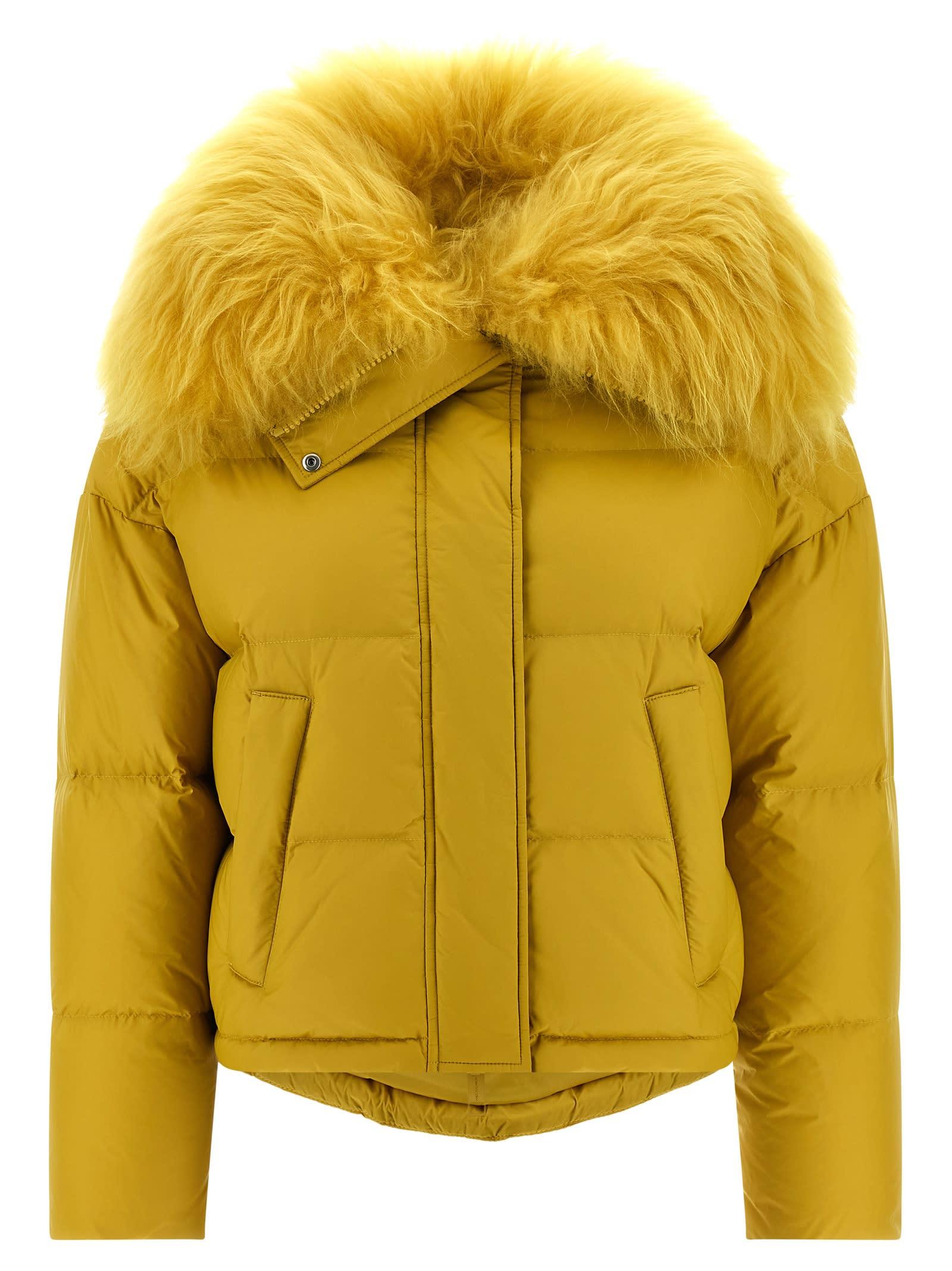 salomon fur insert down jacket