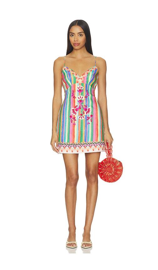 saloni boa dress in pink.