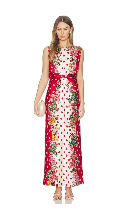saloni gwen dress in red,white.