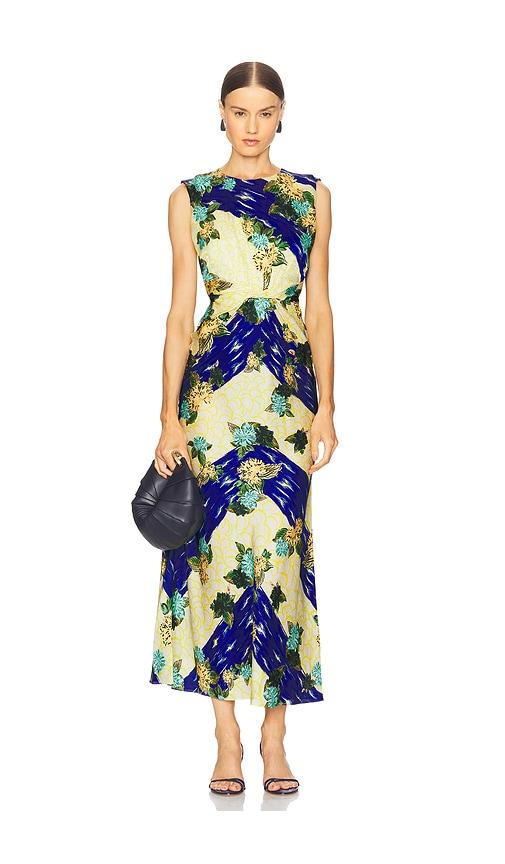 saloni gwen dress in royal,lemon.