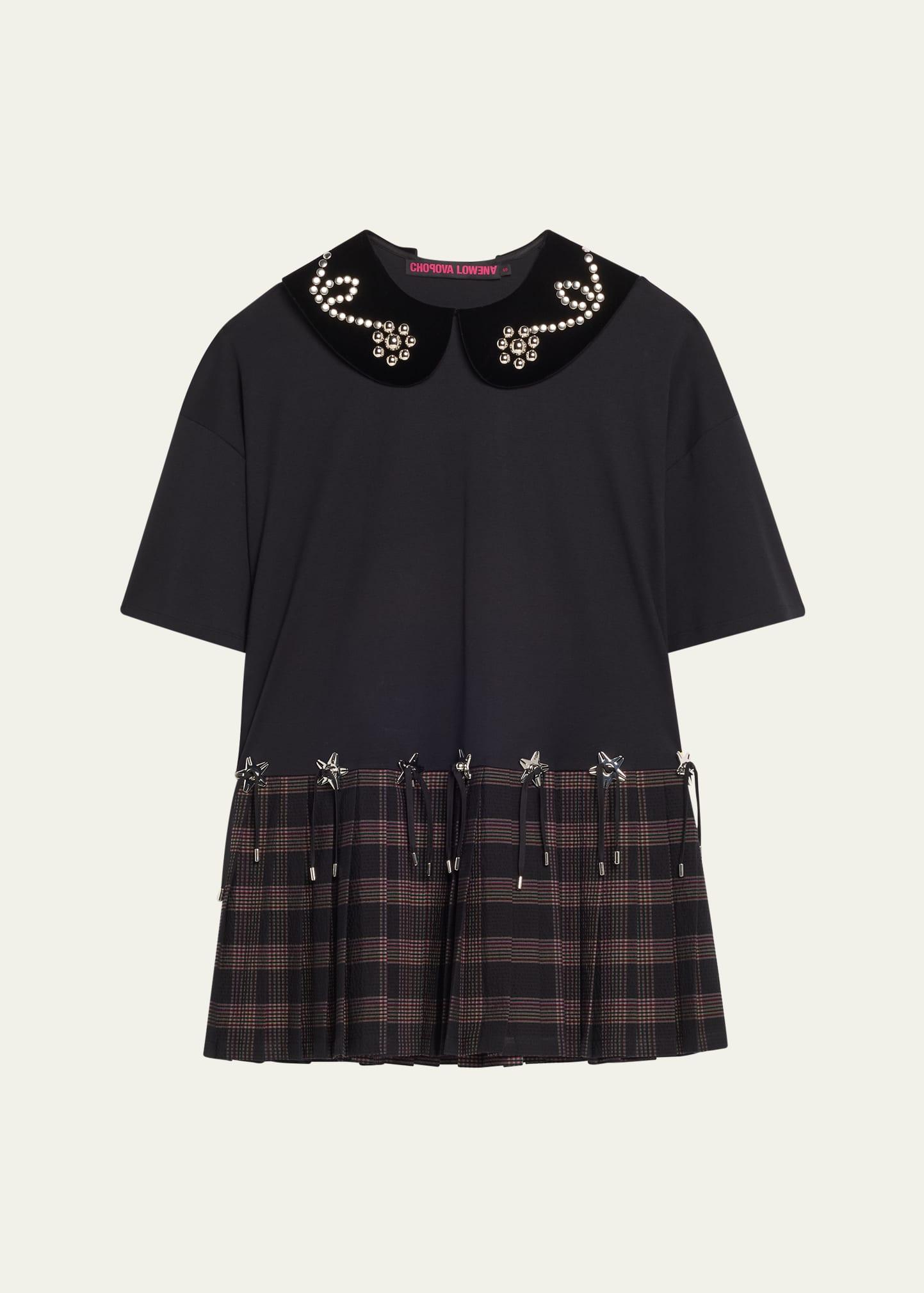 saltos studded mini kilt dress