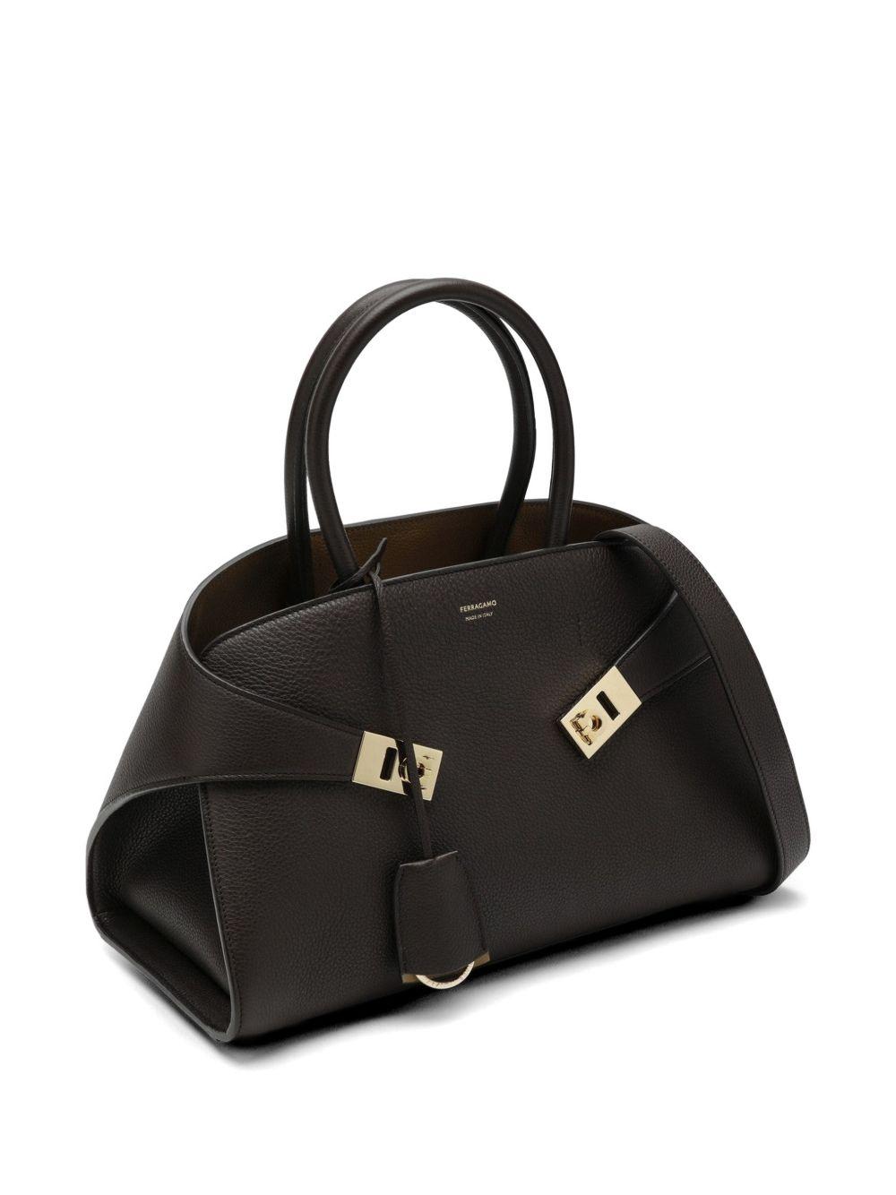 salvatore ferragamo bags dark brown leather - women