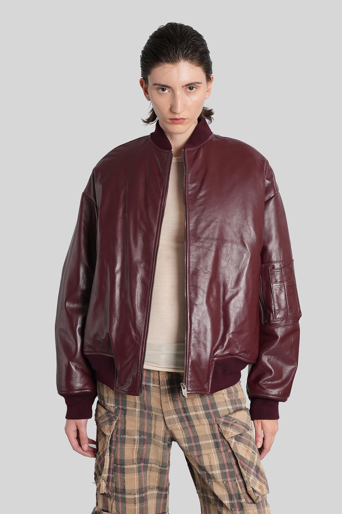 salvatore santoro leather bomber in bordeaux leather