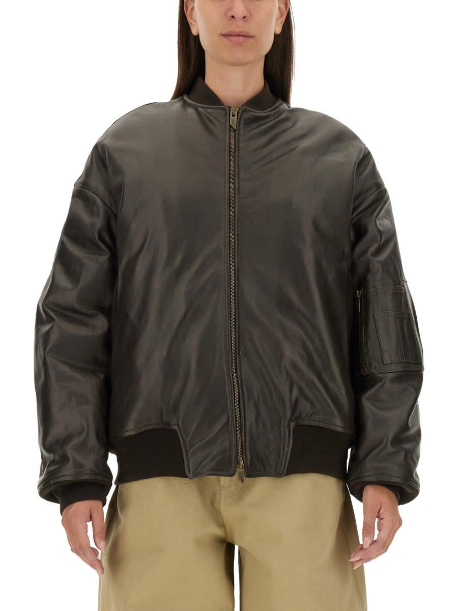 salvatore santoro leather bomber jacket