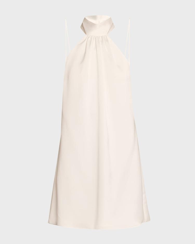 sam ruched halter mini dress