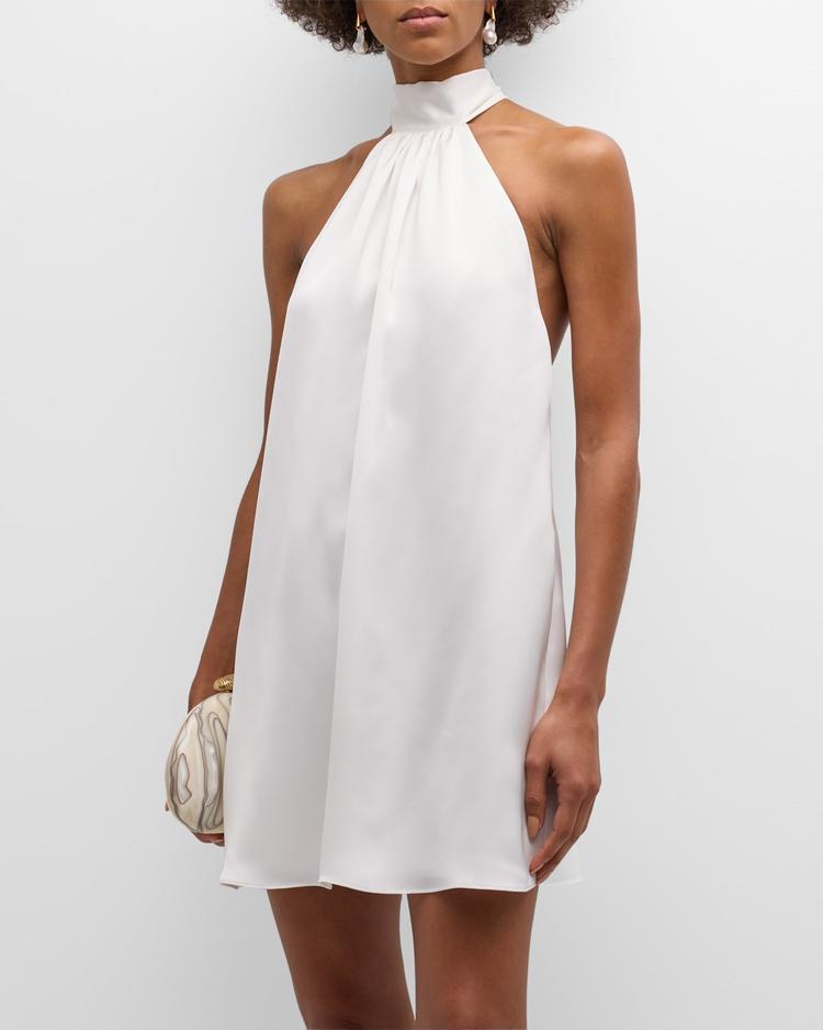 sam ruched halter mini dress