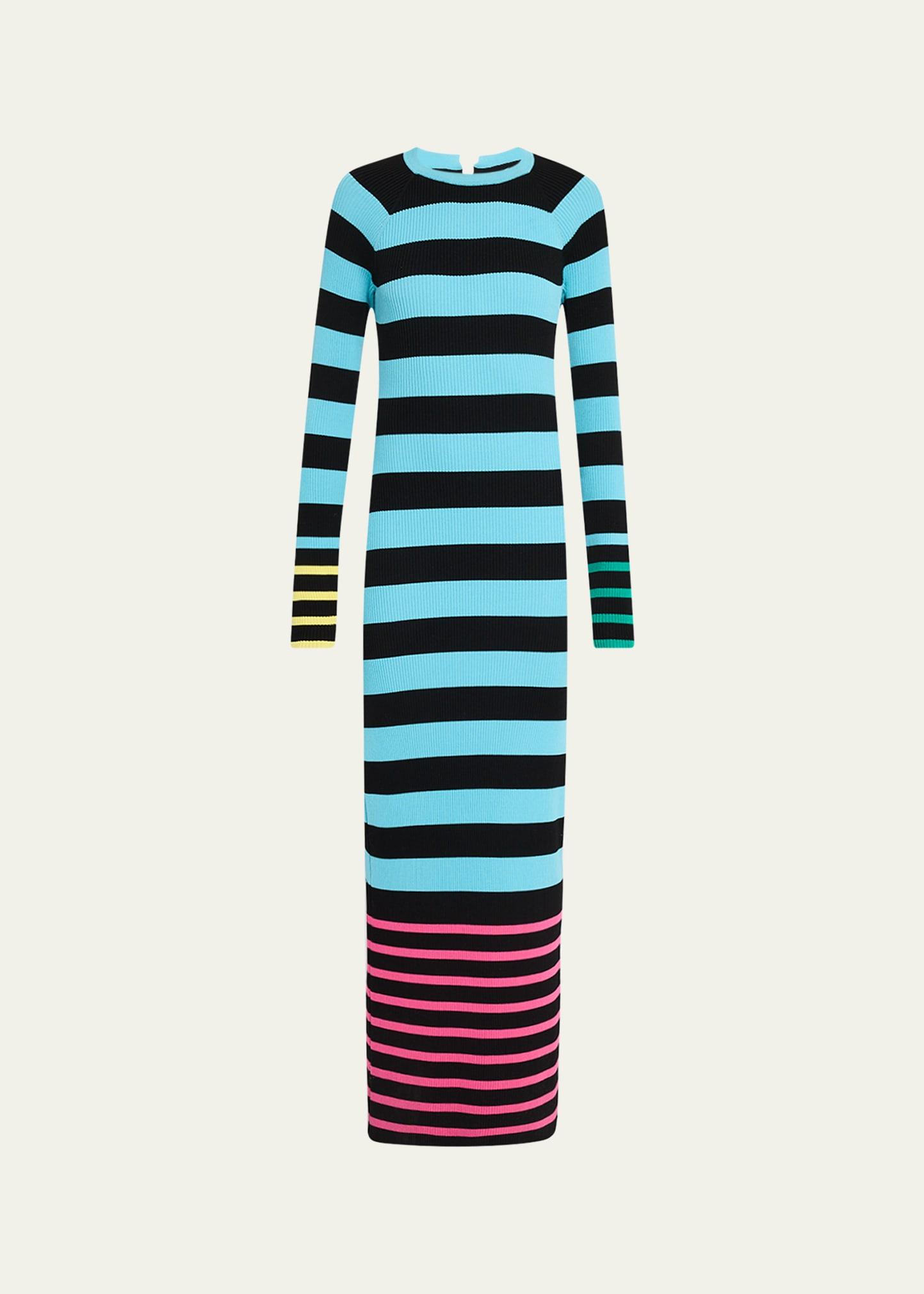 sam stripe long-sleeve maxi dress