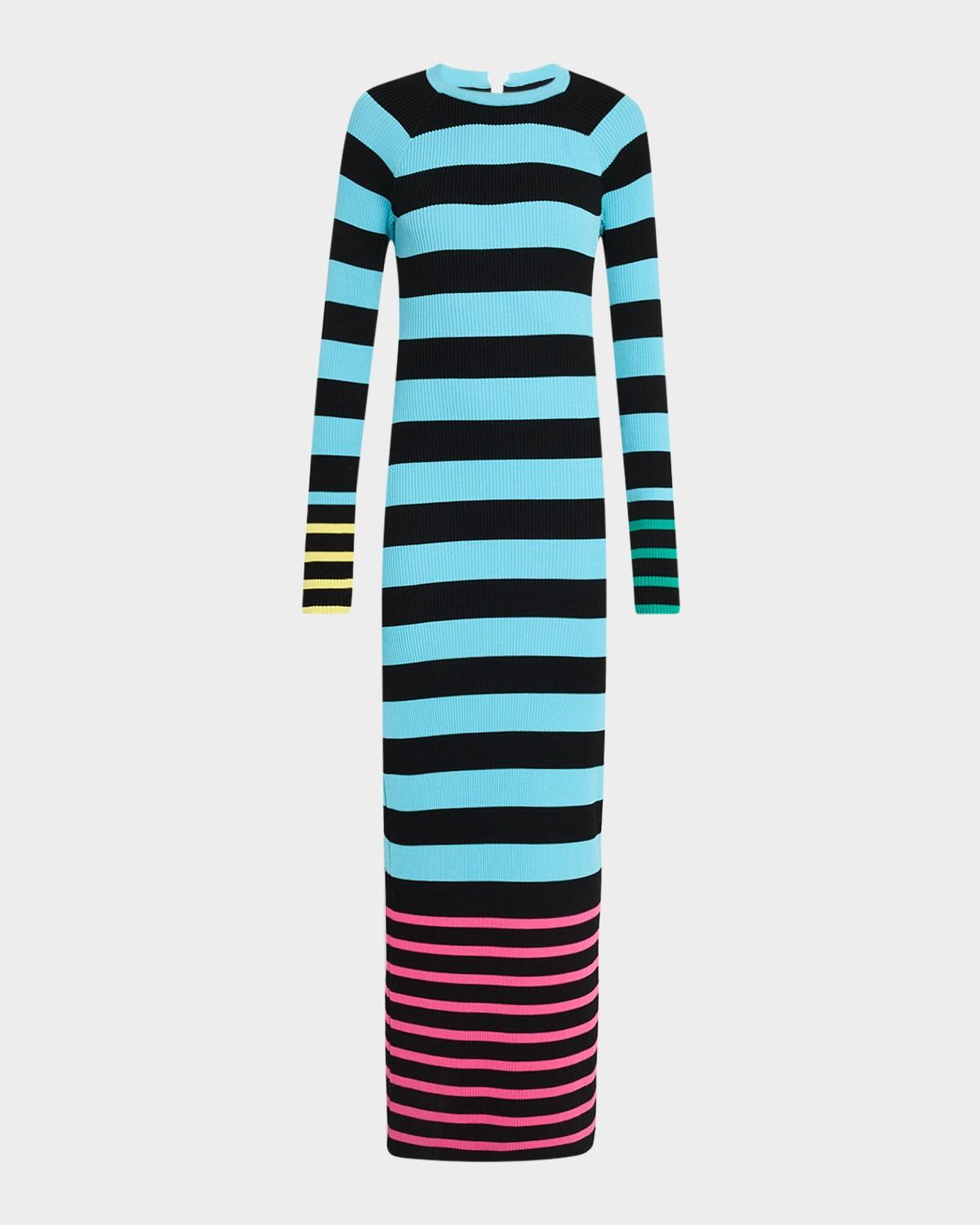 sam stripe long-sleeve maxi dress