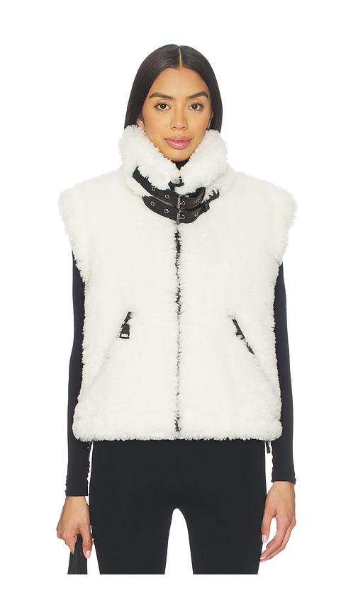 sam. sherpa vest in white.